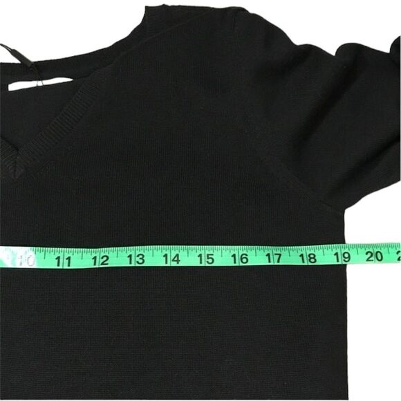 CALVIN‎ KLEIN SHEER CHIFFON SLEEVE KNIT V-NECK SWEATER TOP M NWT CAREERWEAR - Picture 5 of 10